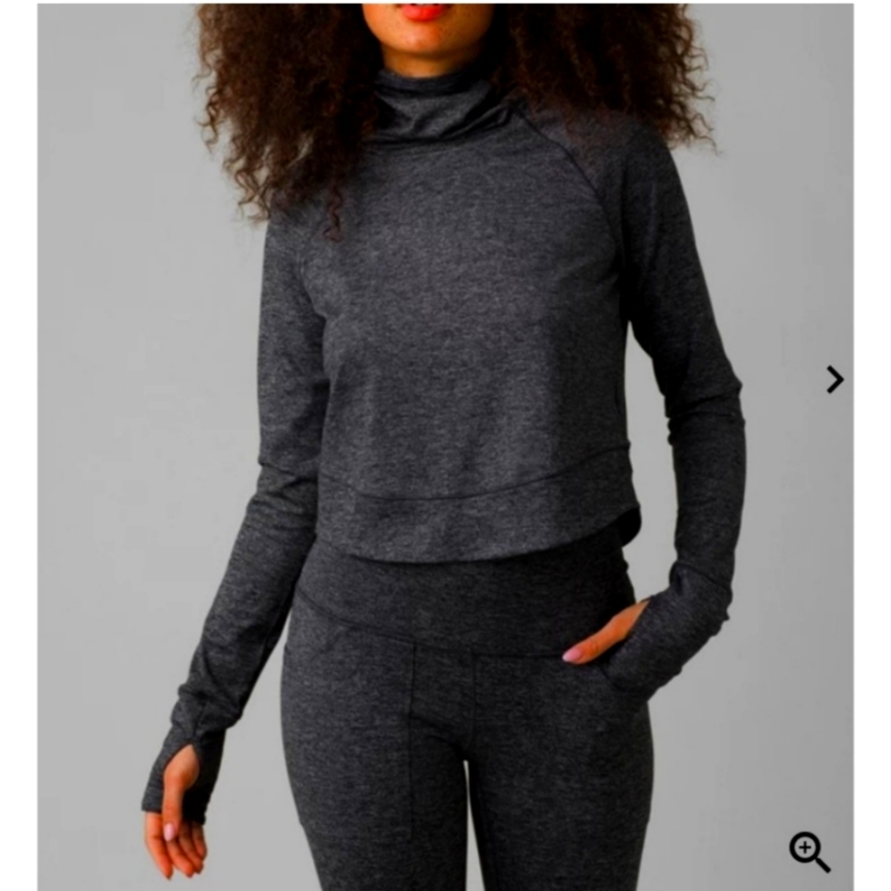 NWT Prana Zawn Athletic Cold Weather Turtleneck Outdoor Gray Herringbone Yoga XL